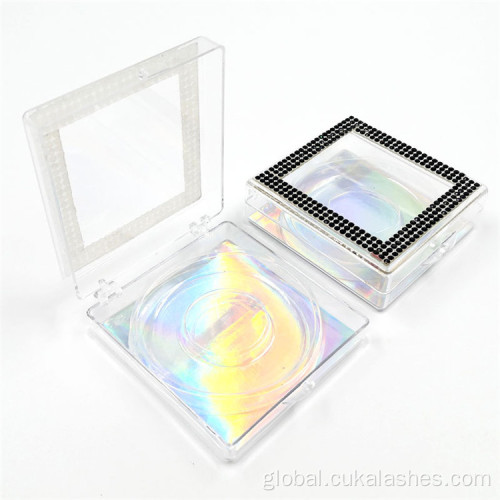 Plastic Lash Box square rhinestone glitter lashes boxes Factory